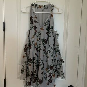 Keepsake off shoulder grey floral dress